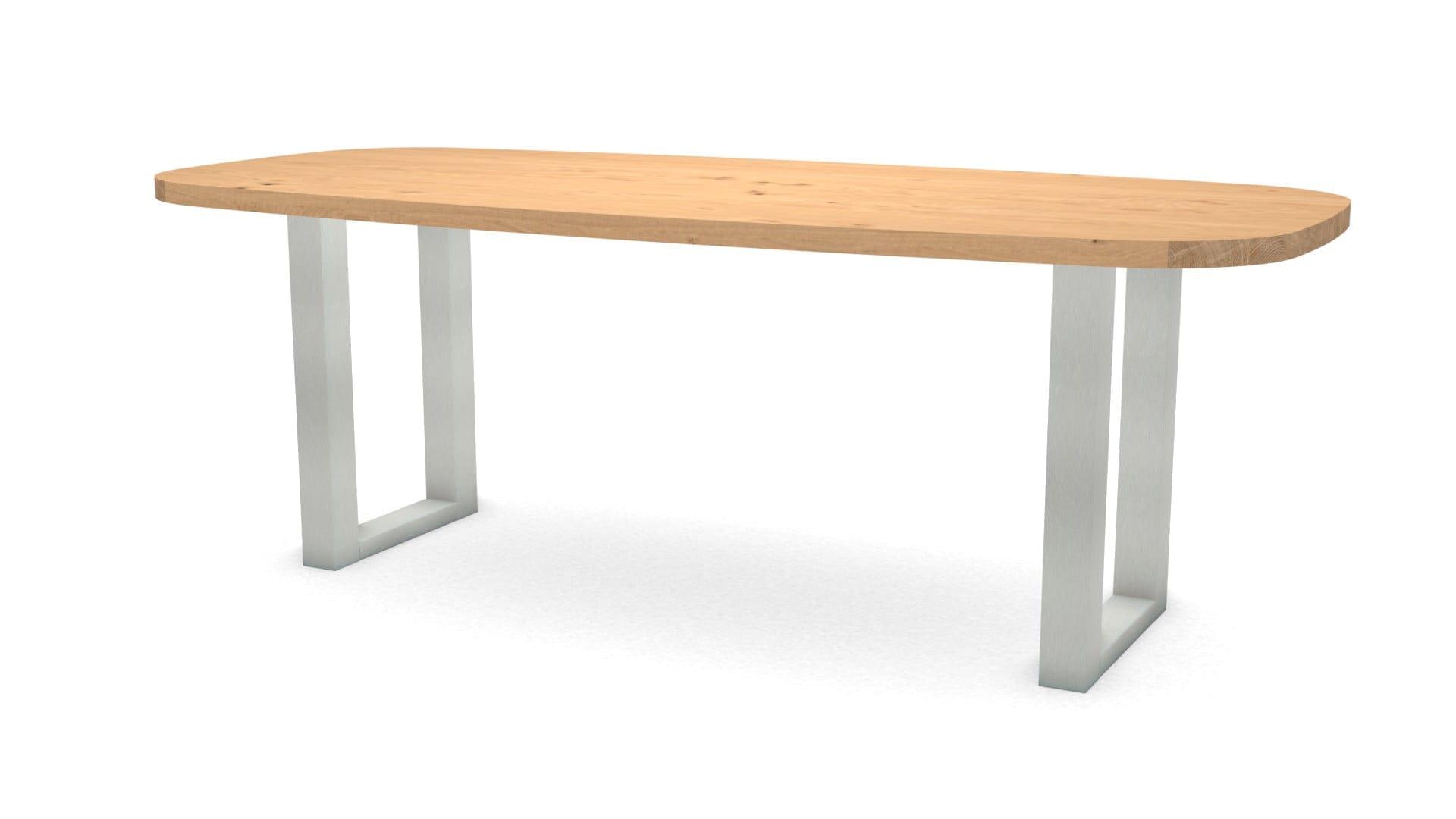 Deens ovale eikenhouten tafel Amsterdam RVS