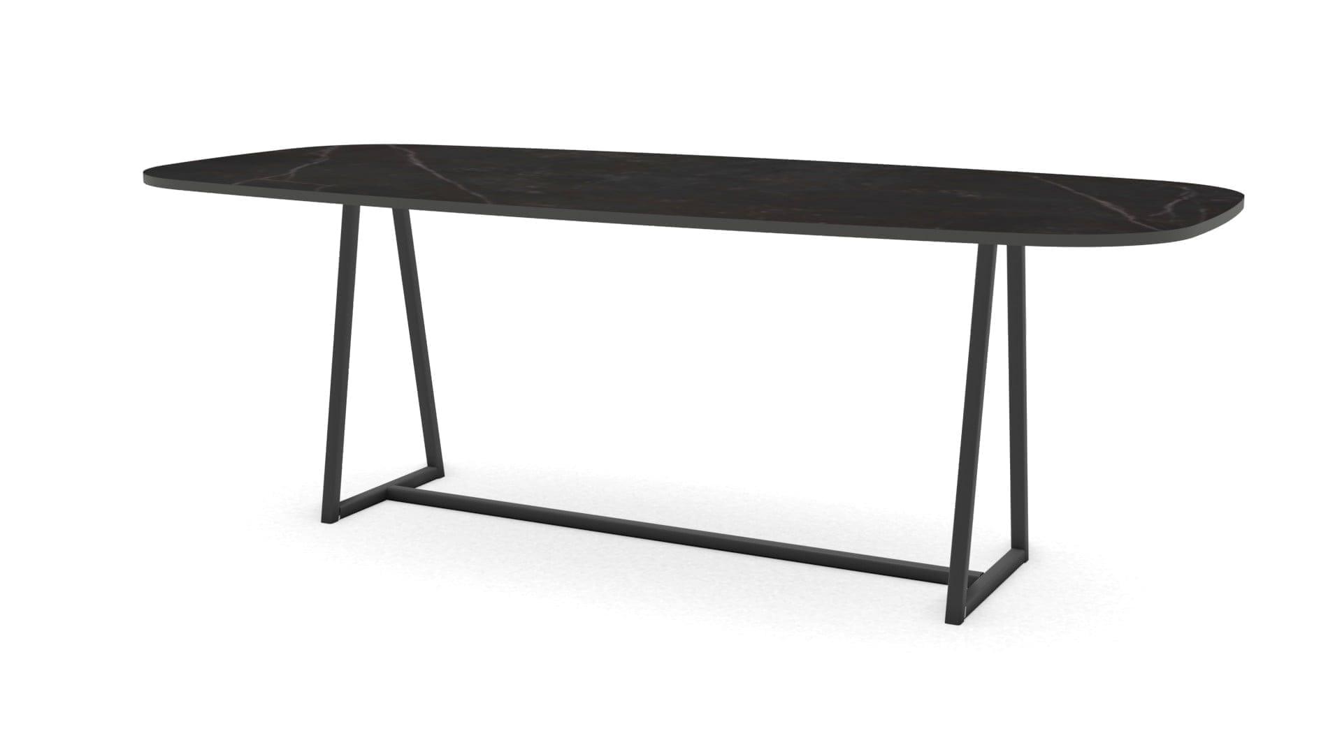 Deens ovale keramieken tafel Monaco staal