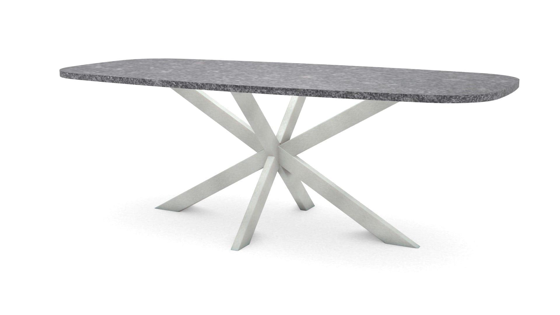 Deens ovale granieten tafel Riga 80×40 RVS