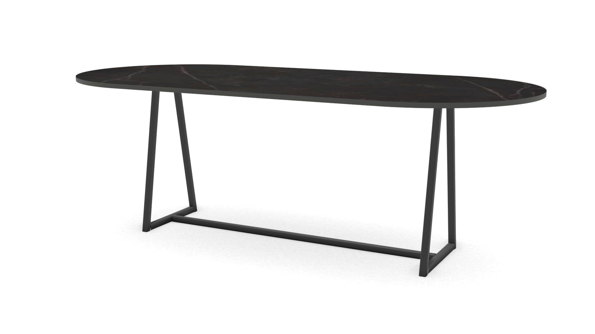 Halve cirkel keramieken tafel Monaco staal