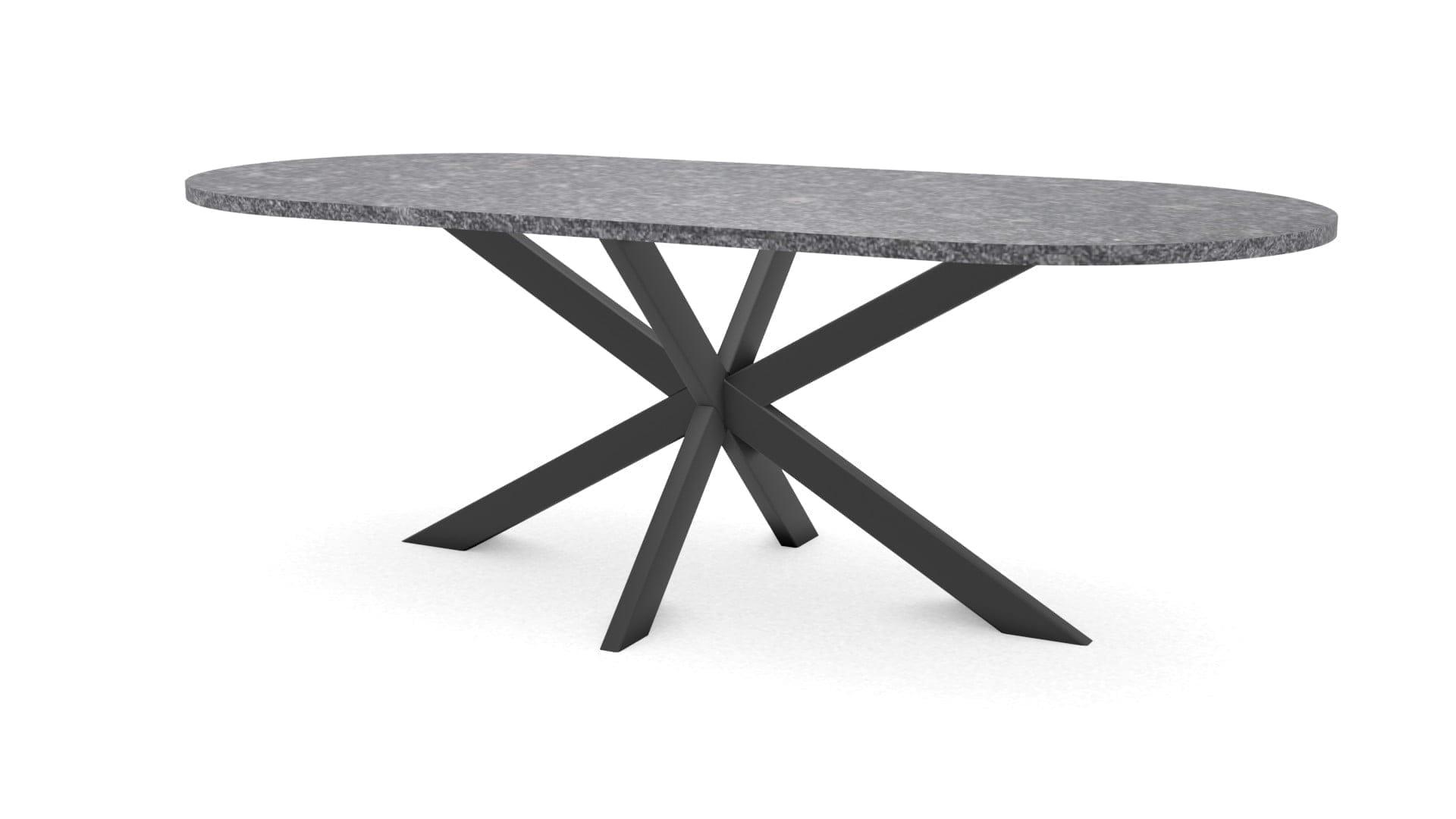Halve cirkel natuurstenen tafel Riga 80×40 staal
