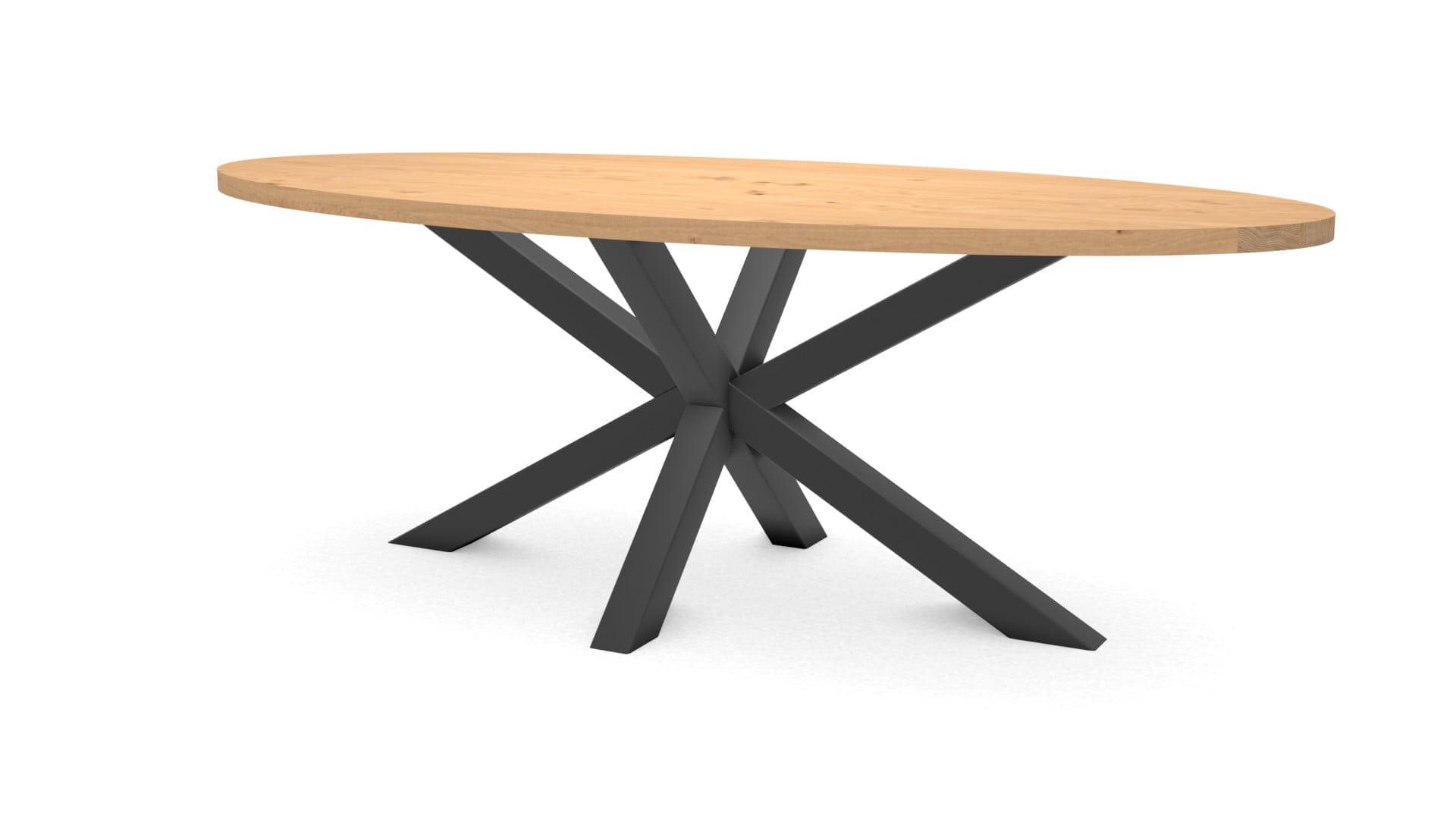 Ovale eikenhouten tafel Riga 80x80 staal - 1