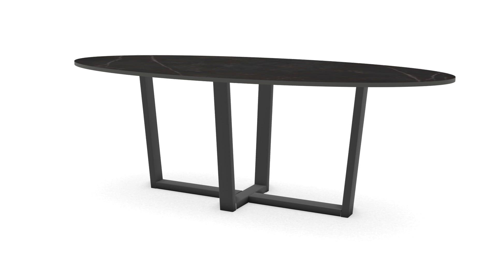 Ovale keramieken tafel Geneve staal