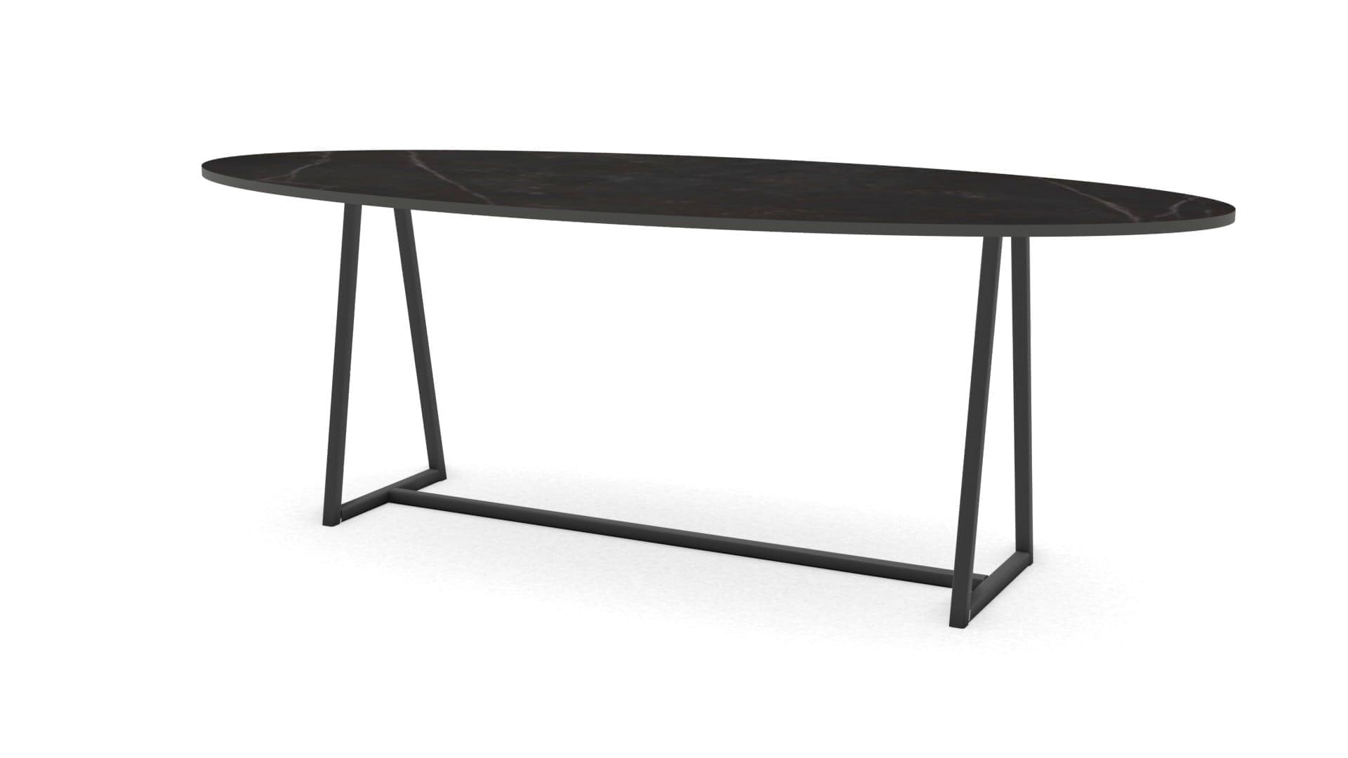 Ovale keramieken tafel Monaco staal