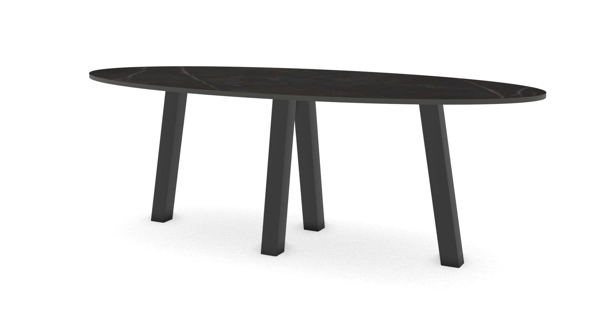 Ovale keramieken tafel Praag staal