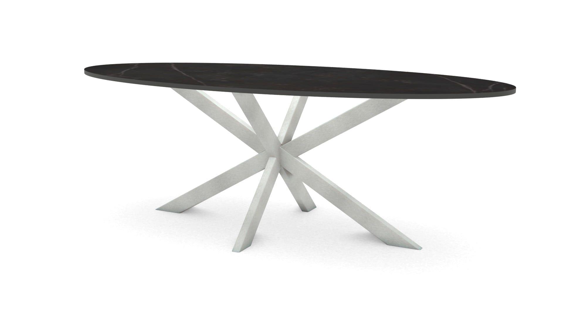 Ovale keramieken tafel Riga 80×40 RVS