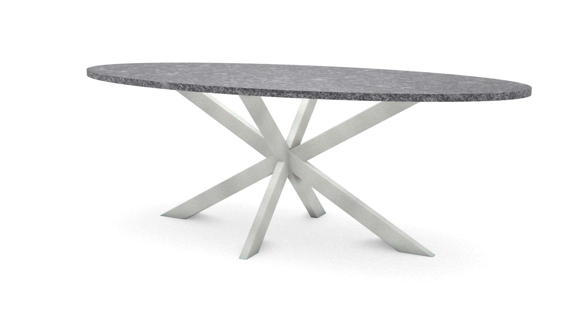 Ovale granieten tafel Riga 80×40 RVS