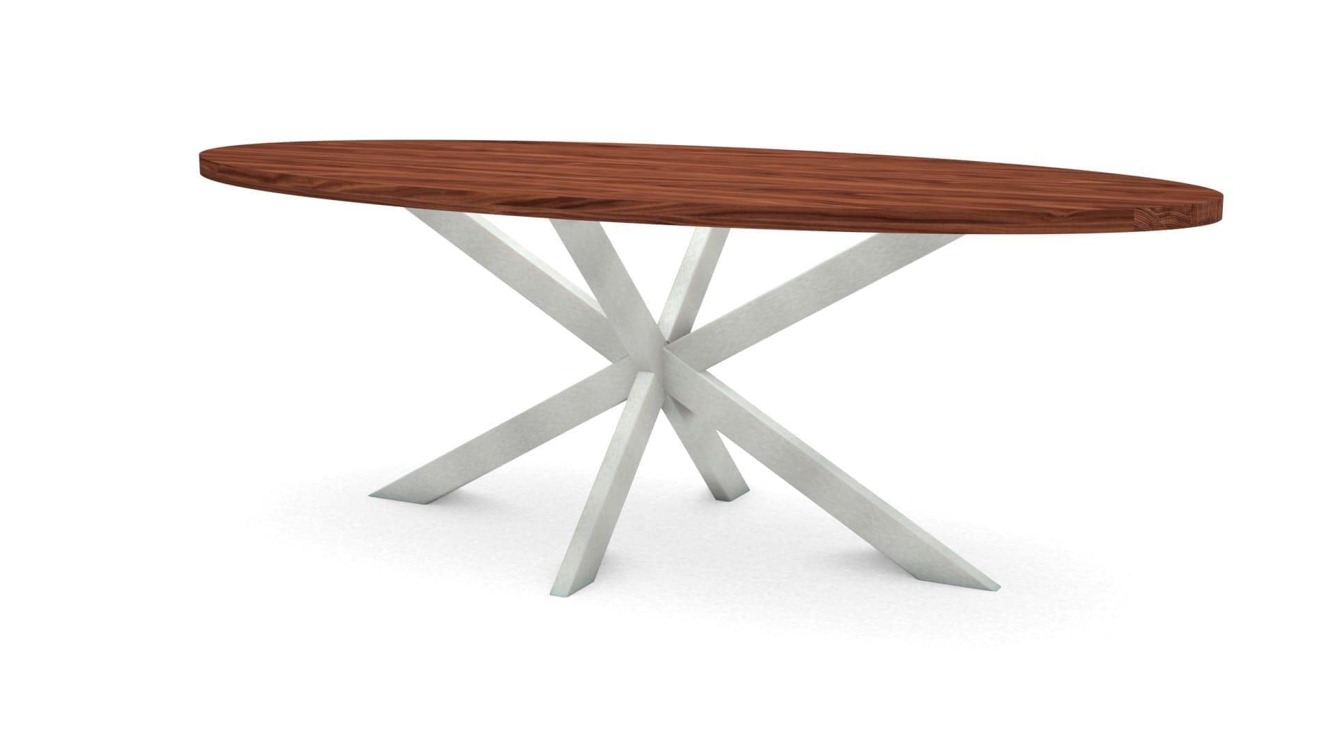 Ovale notenhouten tafel Riga 80×40 RVS