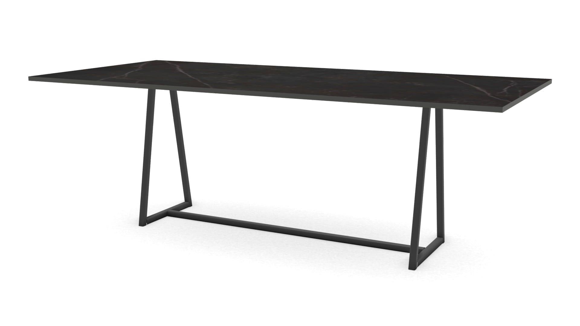 Rechthoekige keramieken tafel Monaco staal