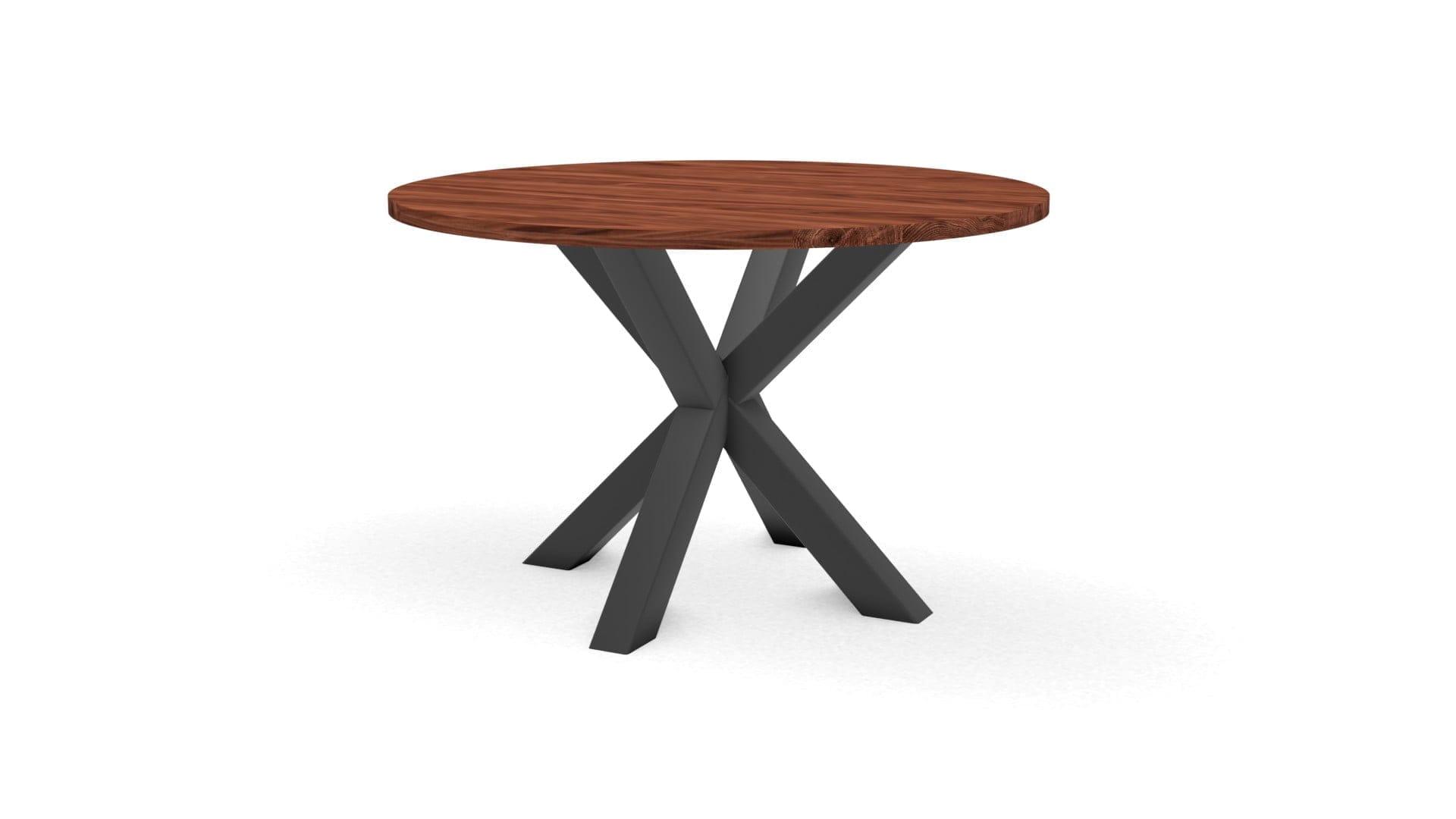 Ronde notenhouten tafel Riga 80×80 staal